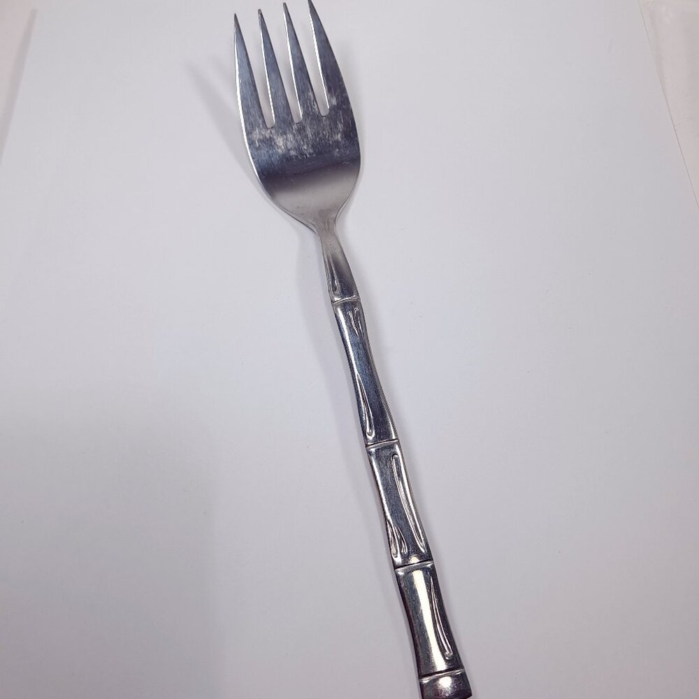 Vintage Reed & Barton Regal Bamboo Cold Meat‎ Serving Fork large Korea Rebacraft